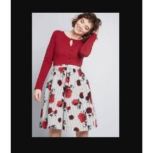 ModCloth Burgundy Long Sleeve Dress with Pockets